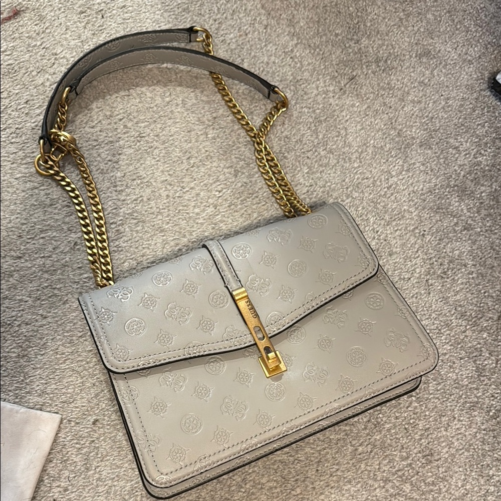 Guess Gray Shoulder Bag with Gold Chain